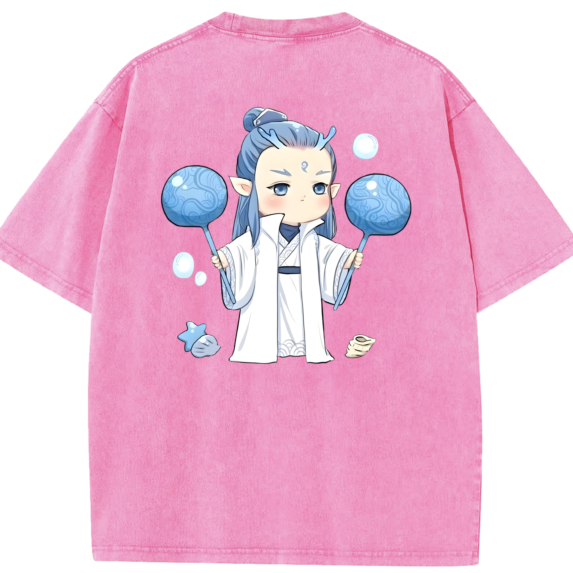 （画像用） Ne Zha 2 ナタ 魔童の大暴れ 綿100% ヴィンテージ風 半袖Tシャツ（背面プリント）